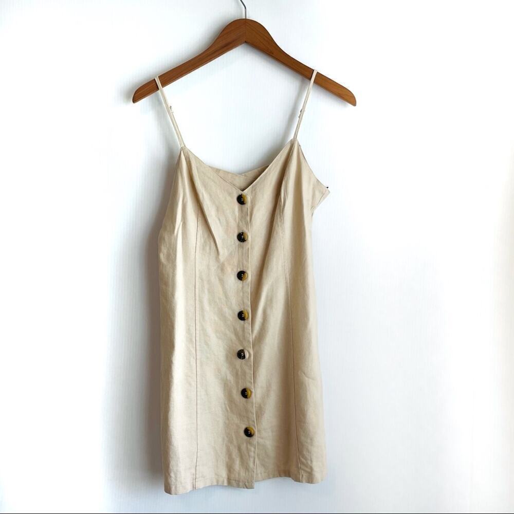 Madeline& Monroe button front casual dress cross cross strappy back Medium cream